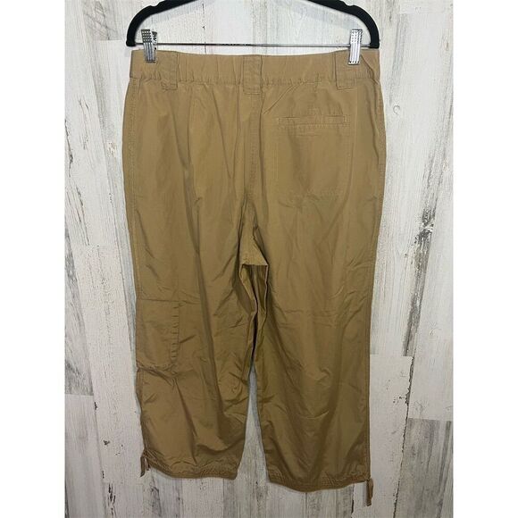 J. Jill Women's Cargo Capri Pants Brown Size 12‎ Casual Elastic Waist - Picture 4 of 5